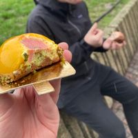 Rudolfo and a thumbs up   at Patisserie Chocolaterie Peigné in Lille