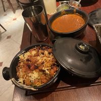Jackfruit biryani (front) & House black daal (back)  at Dishoom - Covent Garden in London