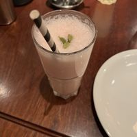 Pistachio rose lassi  at Dishoom - Covent Garden in London