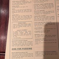 Vegan menu  at Dishoom - Covent Garden in London