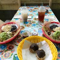 Vegan tacos and vegan macaroons  at El El Frijoles in Sargentville