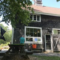 Self bussing station is outside at El El Frijoles in Sargentville