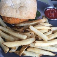 Sweet Potato Burger (fried were good!) at State Street Grill in Clarks Summit
