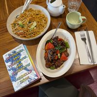 Bakmi Goreng, General Tao Chicken & Jasmine Tea! DELICIOUS!!   at Padmanadi in Edmonton