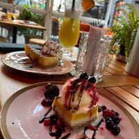 Dessert in front is the vegan dessert  at Pistache in Valkenburg