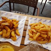 fries and potato wedges on the side (baked in plant based oil) at Pistache in Valkenburg