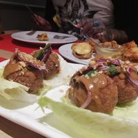 Vegan meatless balls from set menu 4th course at Kiu Nam in Barcelona