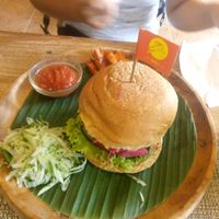 Vegan burguer at Earth Cafe and Market in Seminyak