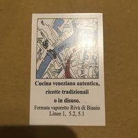 Visit card at Osteria Alba Nova dalla Maria in Venice