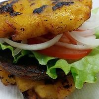 seitan burger on plantain bun at FGF VEGAN - Famous Good Food in Oshawa
