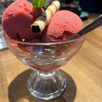 Raspberry sorbet - really good 😊   at Da Vinci Italian Restaurant in Aberdeen