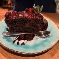 Vegan chocolate cake  at Da Vinci Italian Restaurant in Aberdeen