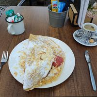 Veganized pancake 'Beppes Parkes' at a vegan surcharge of one euro at Hoogstraatje in Nijmegen
