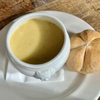 Cauliflower soup with smoked garlicc  at The Geographer in Fort William