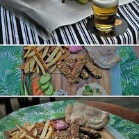 וג'י בורגר , וצלחת קבב עם צ'יפס, ירקות , פיתה, חומוס ביתי וטחינה סלק . at Alf in Haifa