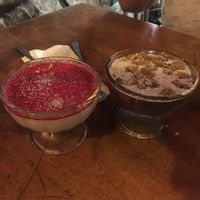 Malabi and ganache  at Alf in Haifa