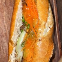 Tofu and mushroom banh mi  at Banh Mi 25 in Hanoi