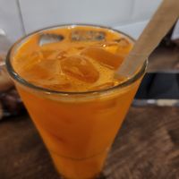 Orange carrot juice at Banh Mi 25 in Hanoi