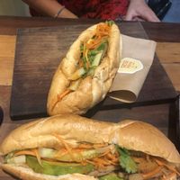 Sweet & Spicy mushroom Banh Mi with added avocado and tofu !!! at Banh Mi 25 in Hanoi