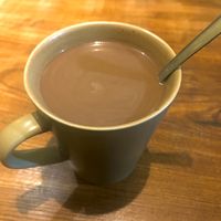 Hot chocolate with coconut milk  at Banh Mi 25 in Hanoi