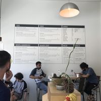 Veg menu with a couple naturally vegan items  at Cow Cafe in Los Angeles
