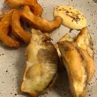 Veggie tempura (described as "beignet" on menu) at Vegimo 野菜食堂 in Hiroshima