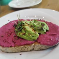 Beetroot Hummus & Avocado on Sourdough Bread at Circle Cafe - Saadiyat in Abu Dhabi