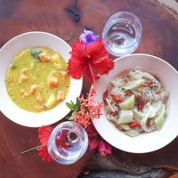 some of the vegan dishes at LooLa Adventure Resort in 