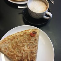 Vegan crepes with cheese, ham, tomato and garlic at Creative Crepes in Leeds