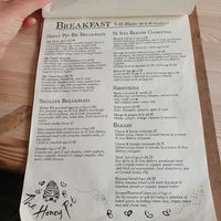 Breakfast menu at The Honey Pot in Penzance