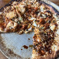 Thai bbq chick’n  pizza with creamy vegan cheese  at Big Slide Brewery in Lake Placid