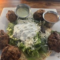 Asked for sauces on side   at Big Slide Brewery in Lake Placid