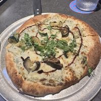 Vegan Forager Pizza—one of the best I’ve had in the world. Added green on top    at Big Slide Brewery in Lake Placid