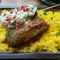 Kotlet kebabs with chilli and tzatziki at Koocha Mezze Bar in Bristol