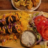 Kebab and rice at Koocha Mezze Bar in Bristol
