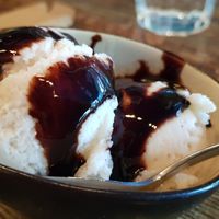 Vanilla ice cream & chocolate sauce (koocha kids) at Koocha Mezze Bar in Bristol
