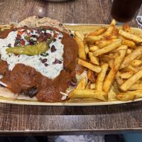 Doner and fries  at Koocha Mezze Bar in Bristol