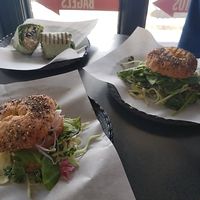 Vegan sandwiches and burrito.  at Yaks in Mount Shasta