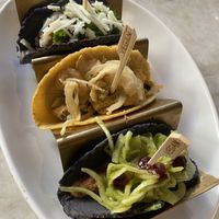 3 vegan taco samples. The middle is the bestt  at Tocaya Modern Mexican in El Segundo