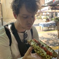 Greek toast with nice ‘feta’  at Happy Blender in Athens