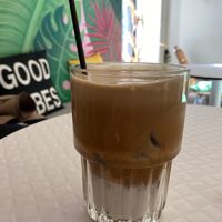Latte with almond milk  at Happy Blender in Athens