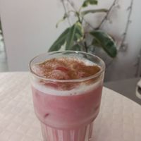 Pink Latte at Happy Blender in Athens