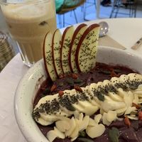 Açaí bowl and fresh watermelon juice  at Happy Blender in Athens