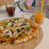 Greek Pita, Iced Americano and Energizer Juice at Happy Blender in Athens