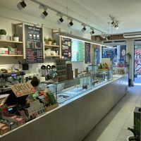 Counter where you order your food  at Happy Blender in Athens