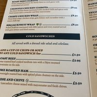 Lunch menu  at The Knights Table in Settle