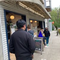 In line to order at Westman's Bagel and Coffee in Seattle