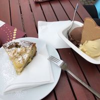 vegan rhubarb cake and soy ice cream  at Eistraumerei in Leipzig