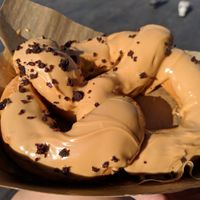 Delicious pretzel. at Vegan Bowls in Barcelona