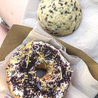 Donut and chocolate chip cookie. at Vegan Bowls in Barcelona
